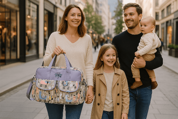 Famille et sac bebe a langer Elbor™ cactus