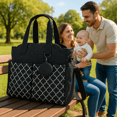 Parents avec sac a langer bebello noir