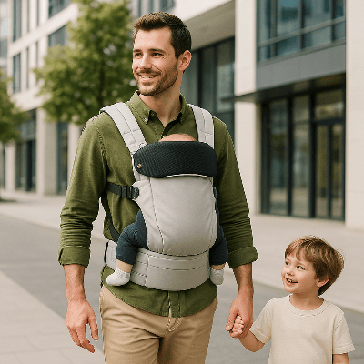 famille avec porte bébé naissance portance