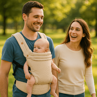 famille avec porte bebe naissance flexibebe