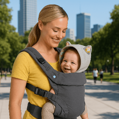 maman avec porte-bebe physiologique