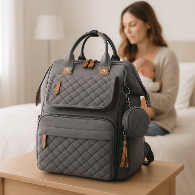 maman et sac a langer sac a dos Luvon™ gris foncé