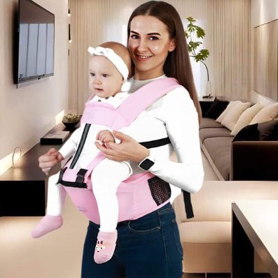 maman et porte bebe hanche rose
