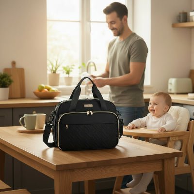 papa et sac à langer imperméable Bémalune™noir
