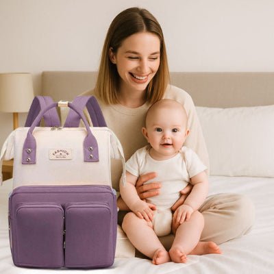 Sac à langer à dos luxebébé™ mauve