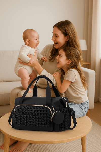 sac à langer bebe avec maman et enfants