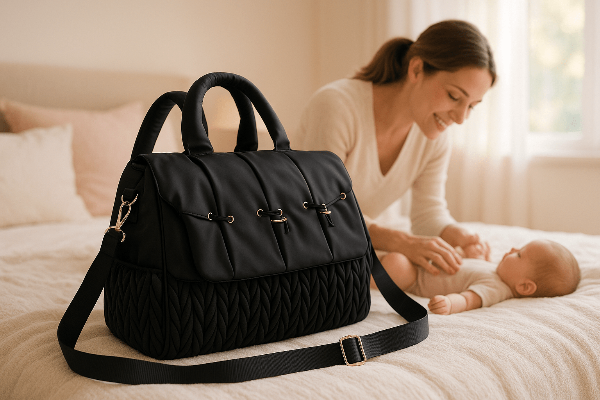 sac a langer noir et maman