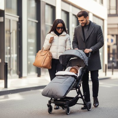 Famille avec bebe dans chanceliere hiver pour poussette Frozidou™