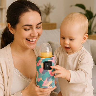 famille avec chauffe-biberon nomade BébiTherm™