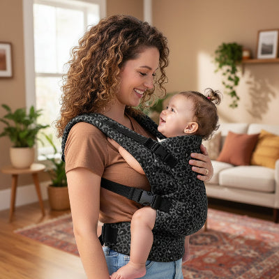 maman a la maison avec porte bebe Leopard Leococon™