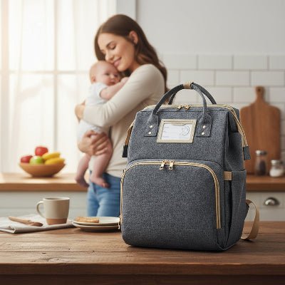 maman avec sac a langer lit Elaris™ gris