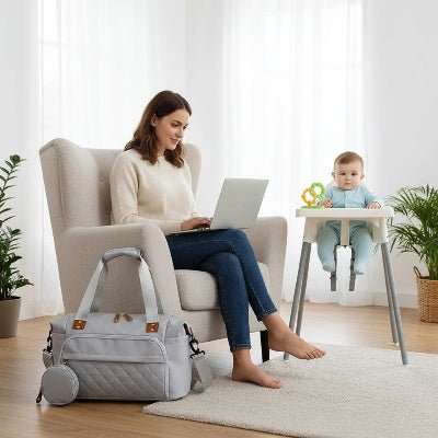 maman et grand sac a langer Novera™ gris