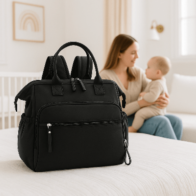 maman et sac a dos à langer Langelin™ noir