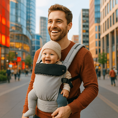 papa avec porte bébé naissance