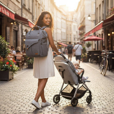 sac a dos a langer avec tapis de change grande capacité gris