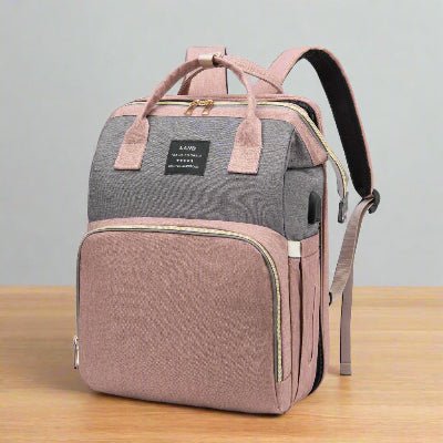 sac a dos lit bebe Mobaby™ gris et rose