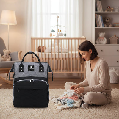 sac a langer bebe a dos Miniya™ noir-gris